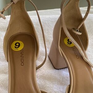 Bernardo Beige Block Heel Sandals